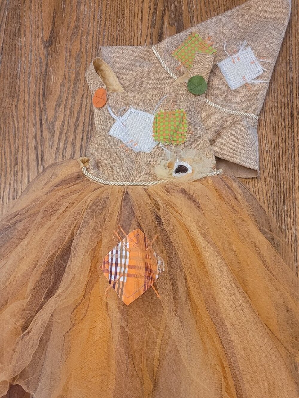 Pottery Barn Kids Hallowren Scarecrow Tutu Costume Dress & Hat - Girls Size 7-8